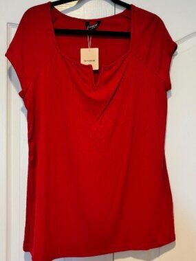 BloomChic Solid Notched Collar Pit Strip T-shirt 14 - 16 /1X